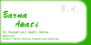 barna apati business card